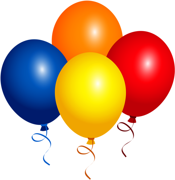 Four Balloons Png Clipart Image - Four Balloons Png (585x600), Png Download