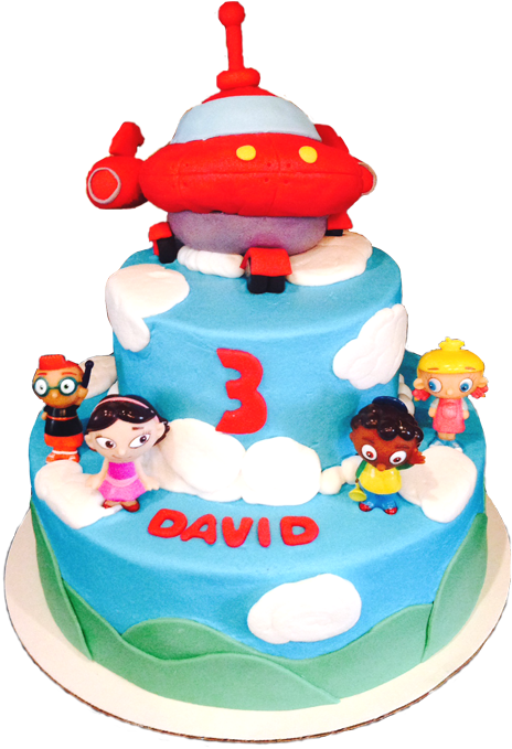 Little Einstein Birthday Cake With Rocket Ship Topper - Birthday Cake (700x933), Png Download