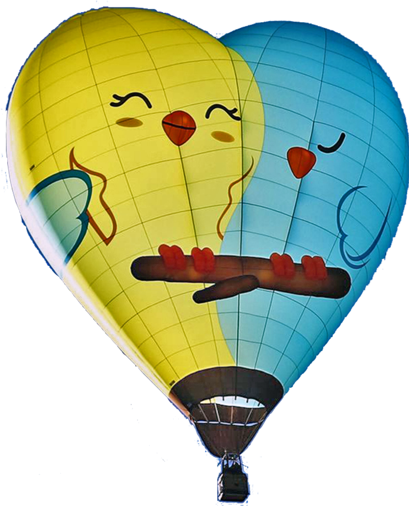 Loverbirds - Animated Hot Air Balloon Png (831x1000), Png Download