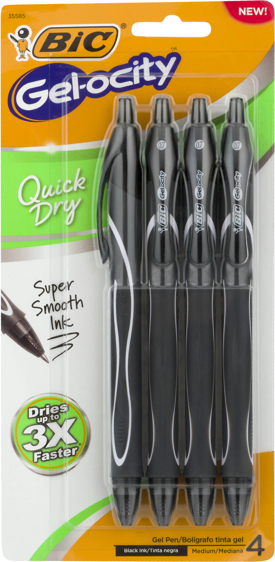 Bic Gelocity Quick Dry Retractable Gel Pen, Medium - Bic Gel-ocity Gel Pen, Medium, Blue Ink - 2 Pens (1800x1800), Png Download