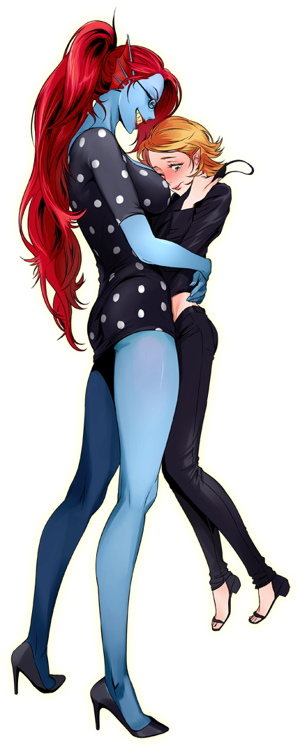 Alphys X Undyne - Undertale Fandom Alphys X Undyne (587x1100), Png Download