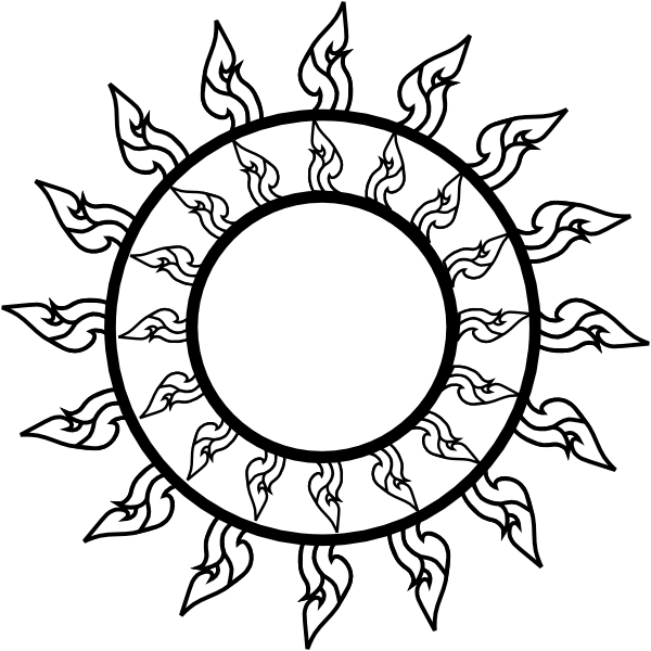 Free Sun Clipart Black And White Png - Thai Art Png (600x600), Png Download