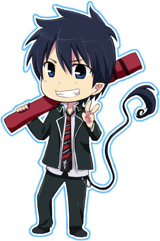 Rin Okumura - Anime Chibi Blue Exorcist (587x837), Png Download