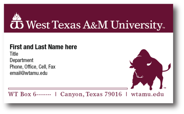 Texas A&m Business Card Template West Texas Am University - West Texas A&m Buffaloes 4"x8" Die Cut Decal (two (640x399), Png Download