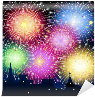 Fireworks On City Skyline-vector Wall Mural • Pixers® - Euclidean Vector (400x400), Png Download