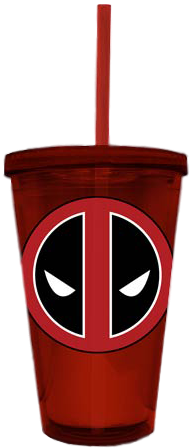 Deadpool Eyes Logo Red Acrylic Travel Cup - Svalbard (284x488), Png Download