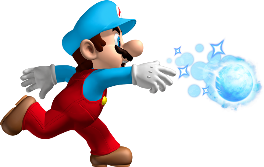 Mario With Ice Flower Power-up - Ice Mario New Super Mario Bros Wii (866x549), Png Download