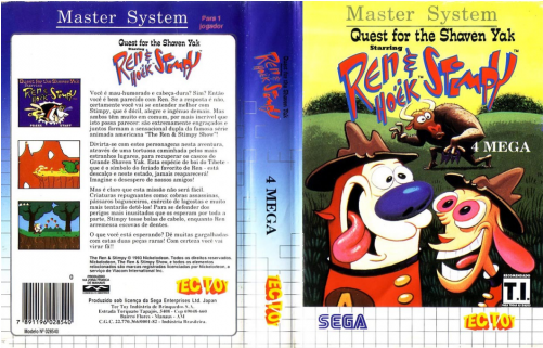 Ren & Stimpy Quest For The Shaven Yak For Sega (500x500), Png Download