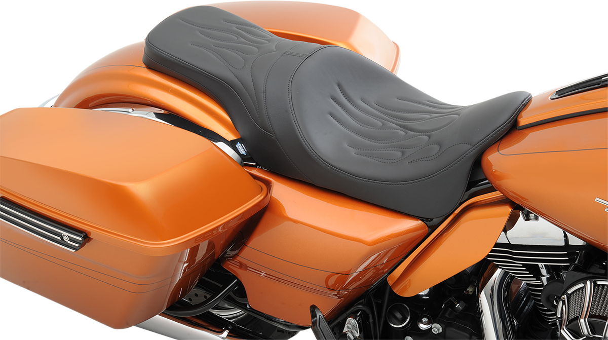 Drag Specialties Black Flame Leather Predator Seat - Drag Specialties Predator Seat For Harley Touring 2008-2018 (1200x671), Png Download