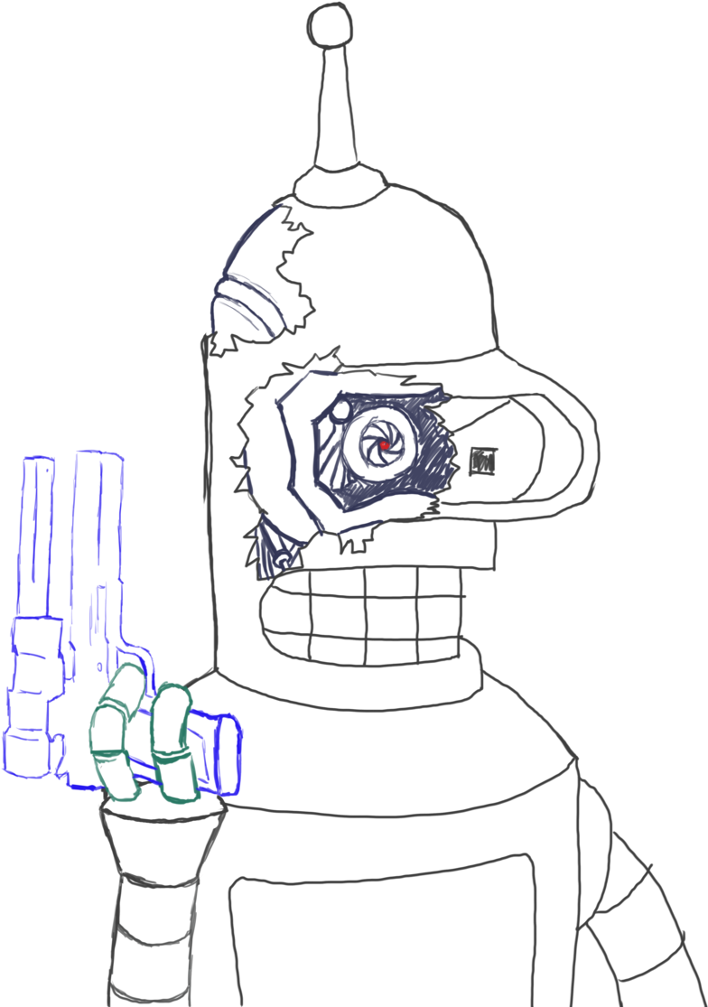 Art Futurama - Bender Fan Art Futurama (820x1267), Png Download