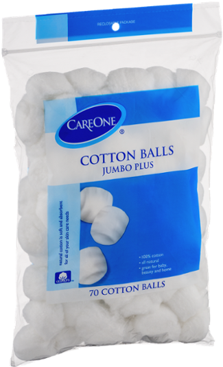 Careone Cotton Balls Jumbo Plus - 70 Ct (600x600), Png Download