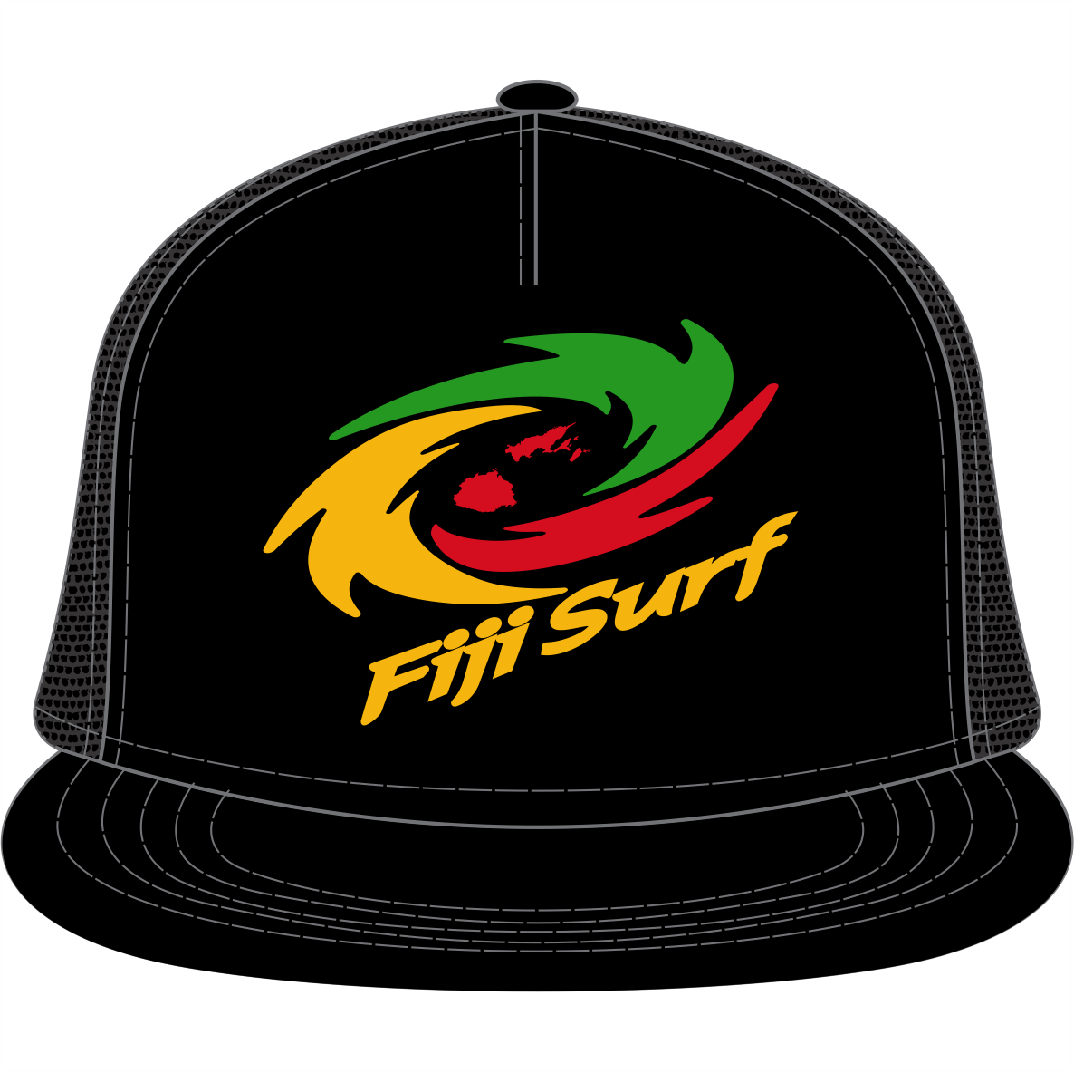 Fiji Surf “cyclone” Rasta Logo Black Snap Back Cap - Fiji (1186x1184), Png Download