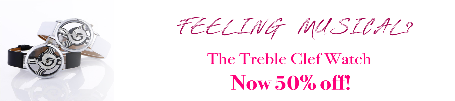 1 - Women Fashion Pu Leather Band Musical Note Hollow Watch (1500x333), Png Download