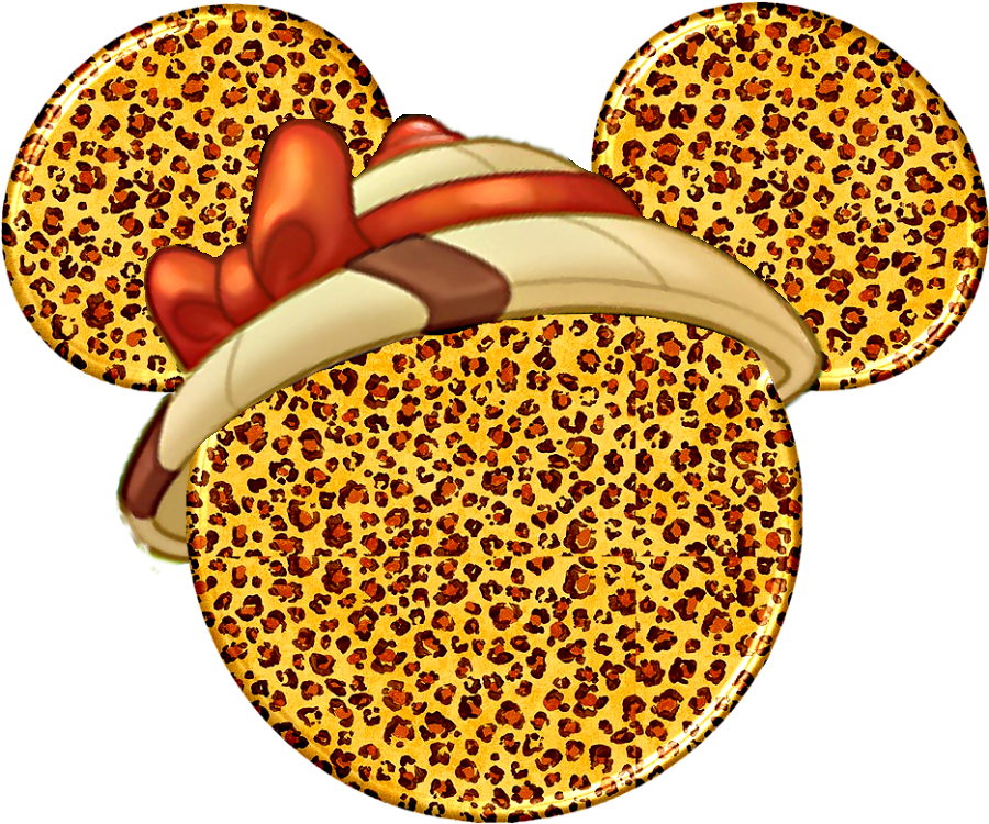 Minnie Mouse Ears With Crown Clipart - Minnie Mouse Animal Print Png (935x760), Png Download
