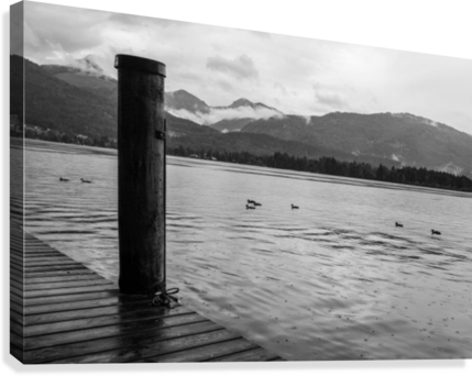 Sittin On The Dock Of The Lake Canvas Print - Monochrome (429x342), Png Download