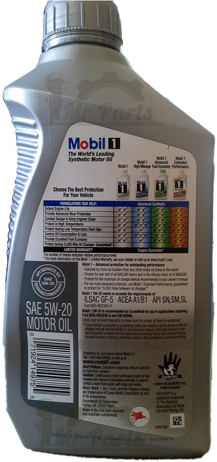 Mobile 1 5w-20 Full Synthetic - Mobil 1 Synthetic Motor Oil (480x480), Png Download