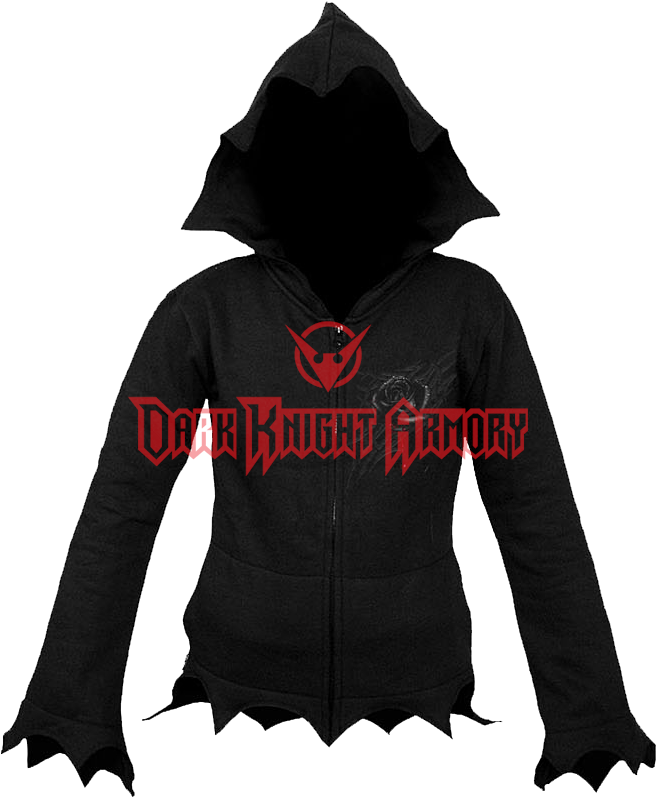 Black Rose Dew Gothic Zipped Hoodie - Pointy Hoodie (800x800), Png Download