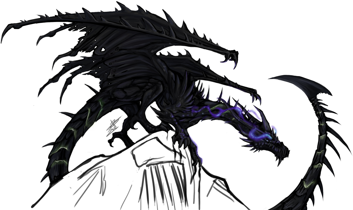 Black Dragon Dragon Monster Shadow Monster Atropagrimm - Dragon (1280x894), Png Download
