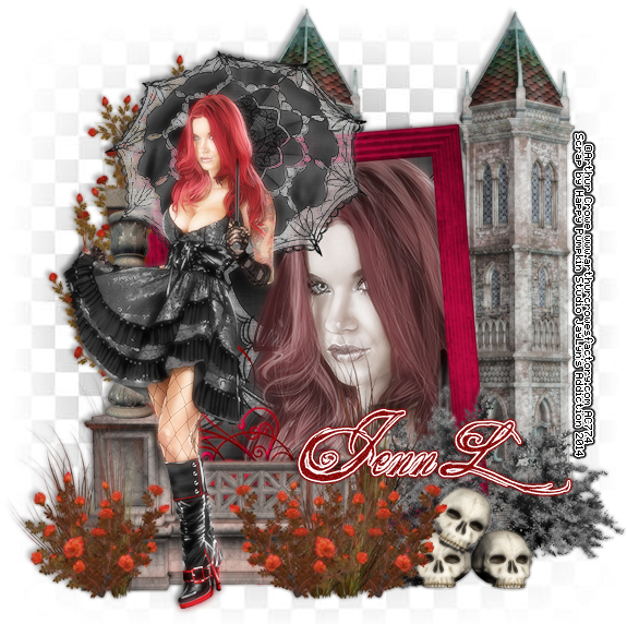 Gothic Rose By Happy Pumpkin Studio - Girl (575x572), Png Download