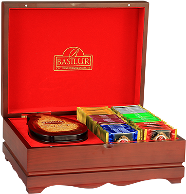 Basilur Wooden Box With Tea - Wooden Tea Boxes Auckland (381x417), Png Download