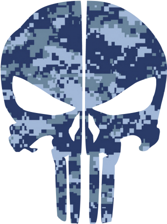 Blue Digital Camo Punisher Skull Rear Helmet Reflective - R2173 Digital Camo Camouflage Graphic Printed Universal (468x468), Png Download