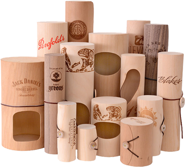 Round & Cylinder Wood Boxes - Wooden Packaging (376x384), Png Download