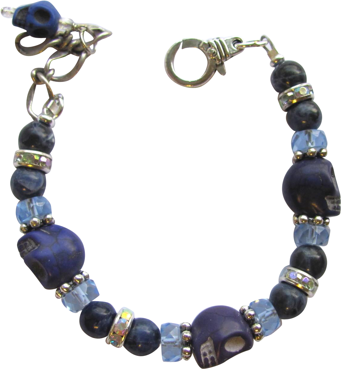 Bracelet Of Blue Skulls And Sodalite Beads With Celestial - Bracelet Of Blue Skulls And Sodalite Beads (1211x1211), Png Download