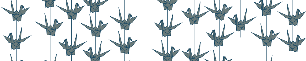 Cropped Paper Crane Garland Blue Gray - Origami (1000x202), Png Download