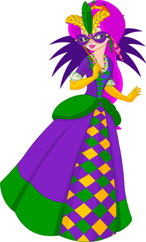 Mardi - Mardi Gras Girl Clip Art (300x496), Png Download