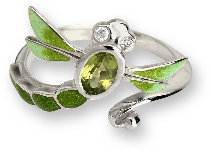 Nicole Barr Designs Sterling Silver Dragonfly Ring-green - Adjustable Diamond Green Dragonfly Ring - Sterling (800x800), Png Download