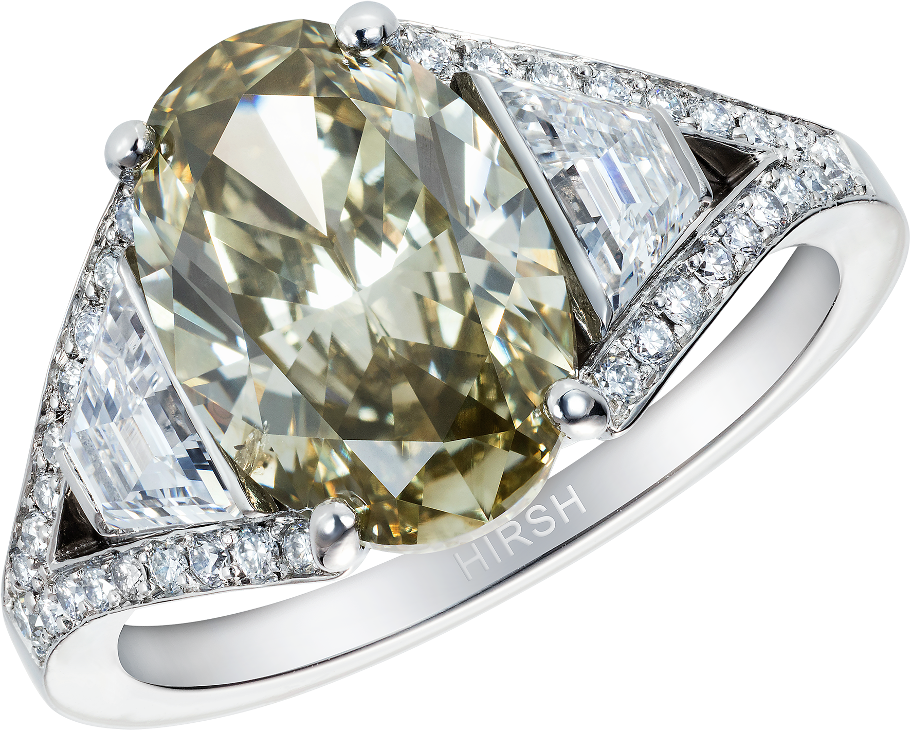 Majestic Ring Set With Olive Green Diamond - Green (2240x2240), Png Download