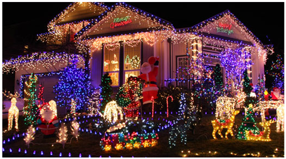 Colorful Christmas Lights - Merry Christmas Light House (954x335), Png Download