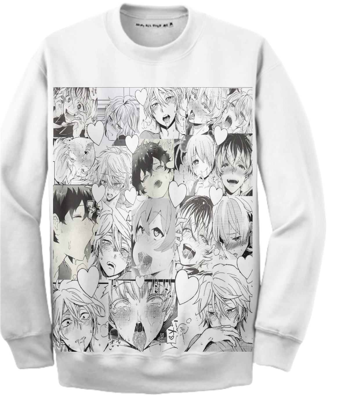 Shop Yaoi Aheago Ribbed Sweatshirt By Bat-b0y - Santa Claus Hat Cat Kitten White Unisex Christmas Adult (1365x1365), Png Download