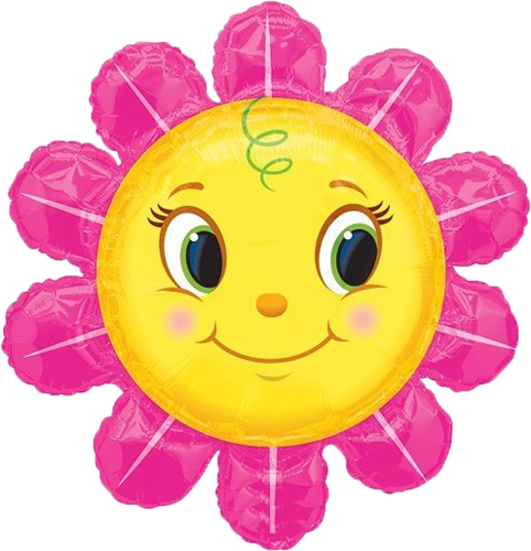 Smileys Clipart Sunflower - 36" Smiley Pink Flower Shape Balloon - Mylar Balloons (482x500), Png Download