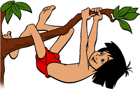 The Jungle Book Clipart Mowgli - Mowgli On A Tree (543x339), Png Download