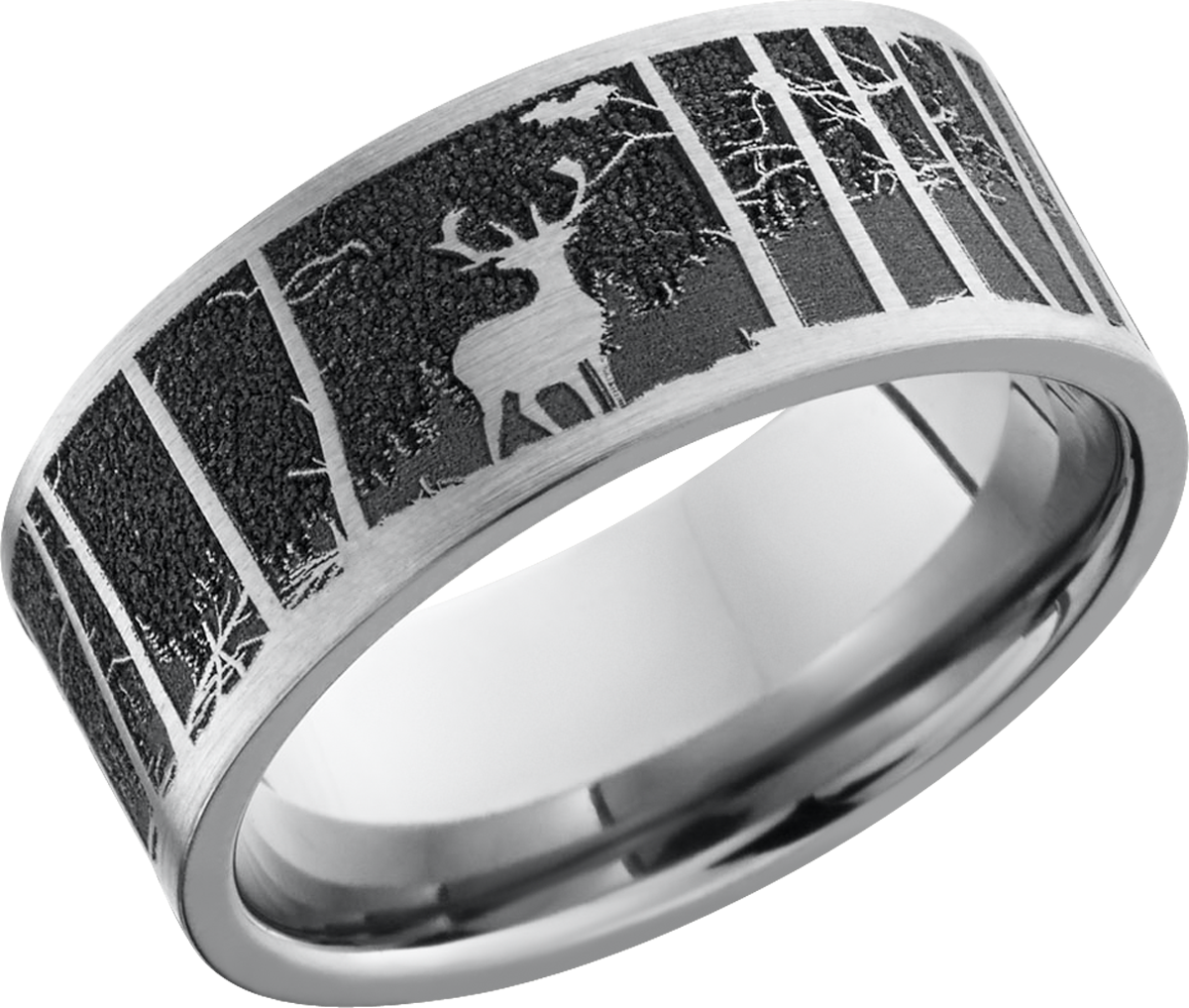 Deer Wedding Band For Men - Country Wedding Rings For Guys (1200x1017), Png Download