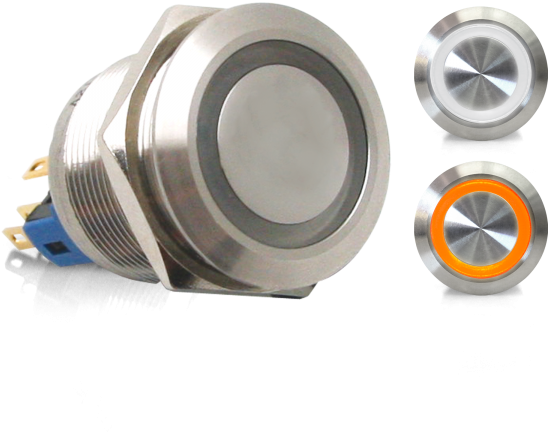 Latching 22mm White Or Orange Ring Led Aluminum Billet - Keep It Clean Wiring Accessories Kicswbm22wo250475 (600x600), Png Download