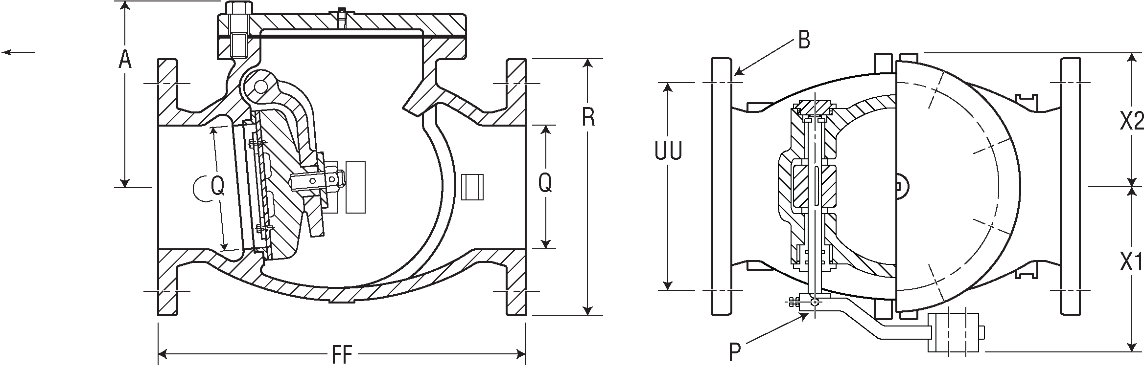Submittal Drawings - Awwa Ansi 250psi Rising Stem (2339x896), Png Download