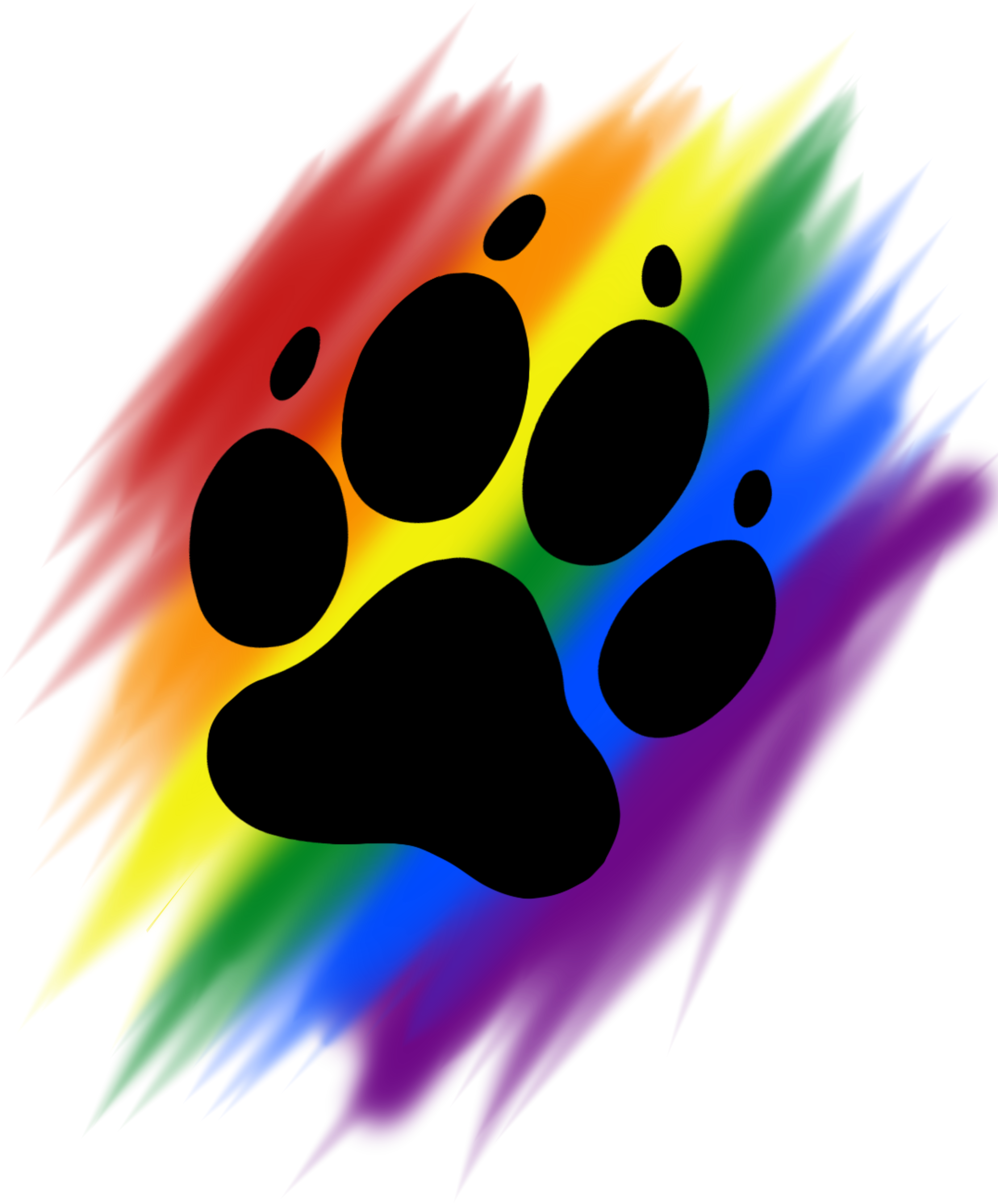 Rainbow Brush Paw Print (3858x4822), Png Download