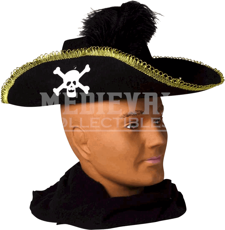 Forum Novelties Skull Pirate Adult Costume Hat W/feather (850x850), Png Download