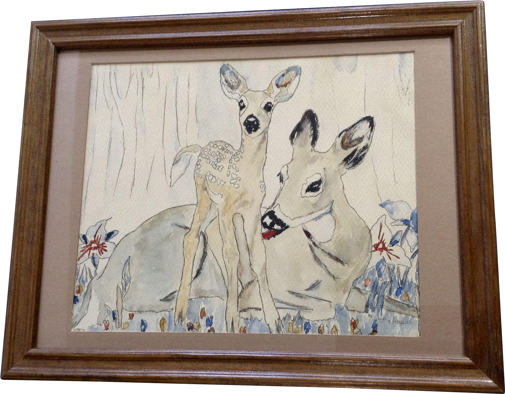 A Fawn Just Stands Up As Its Mother Licks His Leg - Picture Frame (1631x1631), Png Download