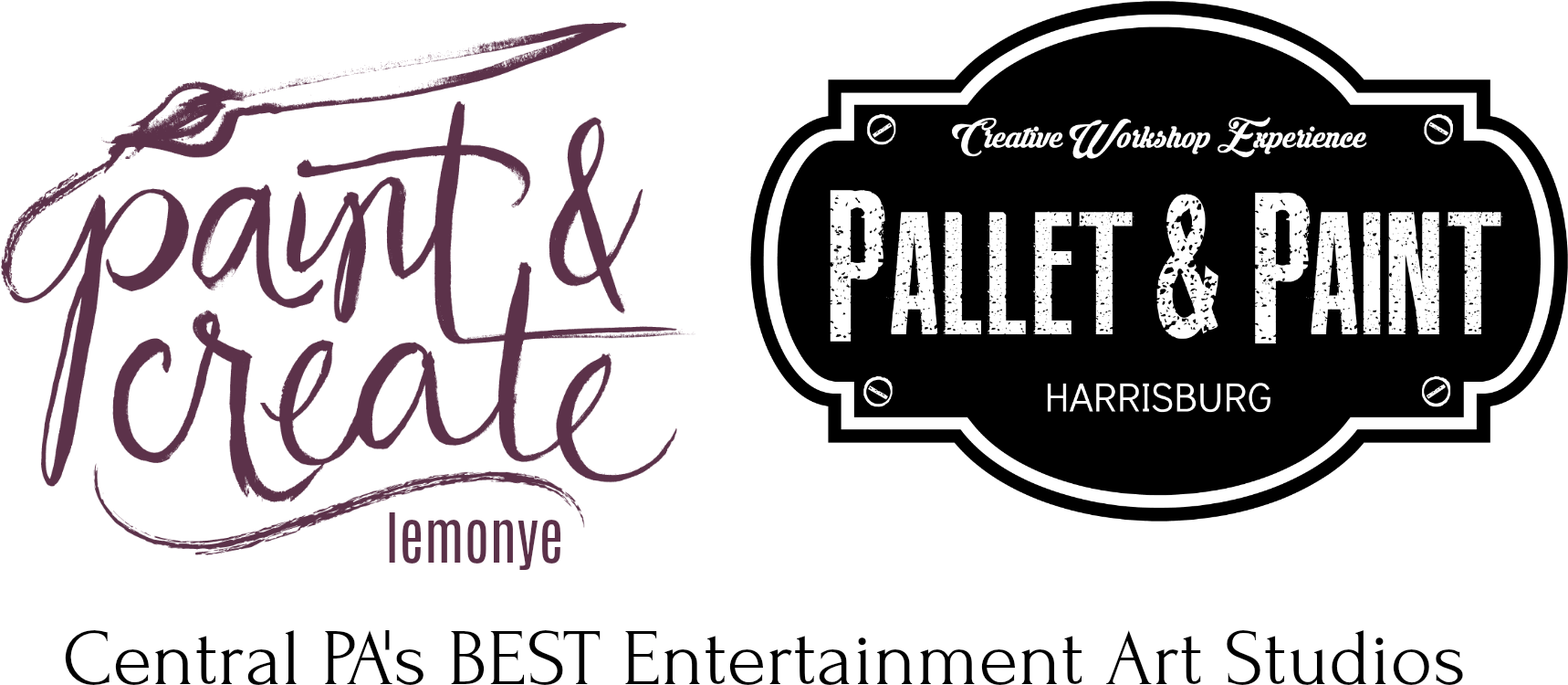 Cropped Cropped Pc And Pallet Paint Combined Logos21 - Paint & Create (1858x844), Png Download