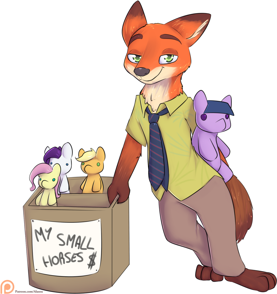 Alasou, Bootleg, Crossover, Fluttershy, Fox, Nick Wilde, - Зверополис Млп (939x1024), Png Download