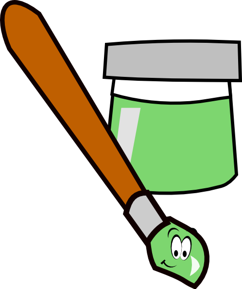 How To Set Use Cartoon Paintbrush Green Clipart (498x594), Png Download