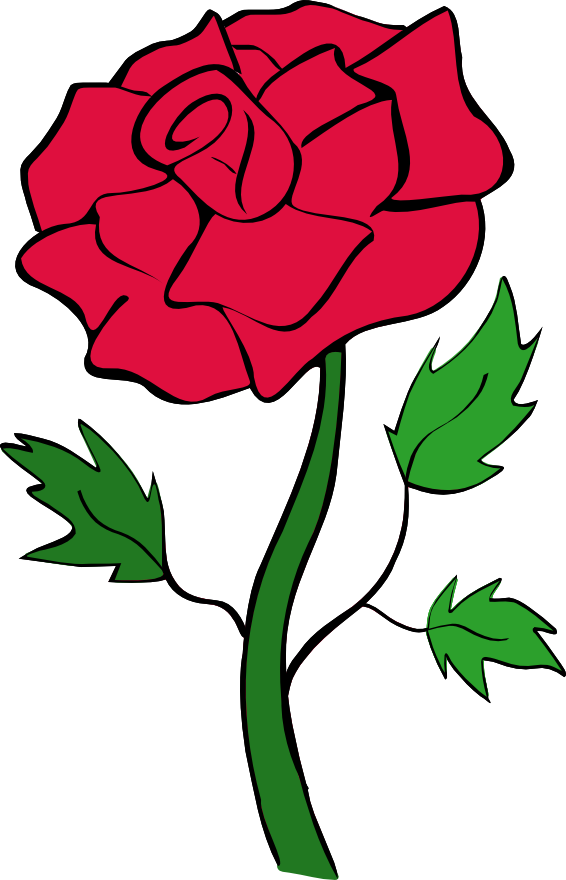 Clip Art Rose Petals Clipart Panda - Red Rose Outline Clipart (566x880), Png Download