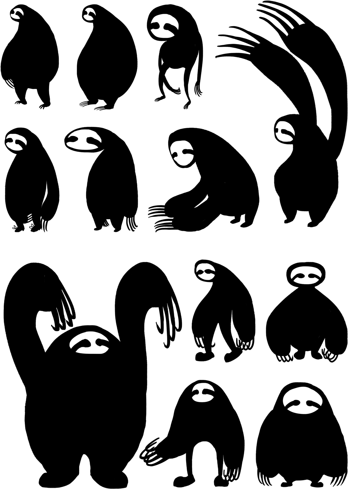 Sloth Silhouette Png - Sloth Silhouette (1280x1810), Png Download