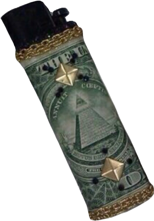 Green Black Gold Illuminati Lighter Polyvore Moodboard - Lighter (750x747), Png Download