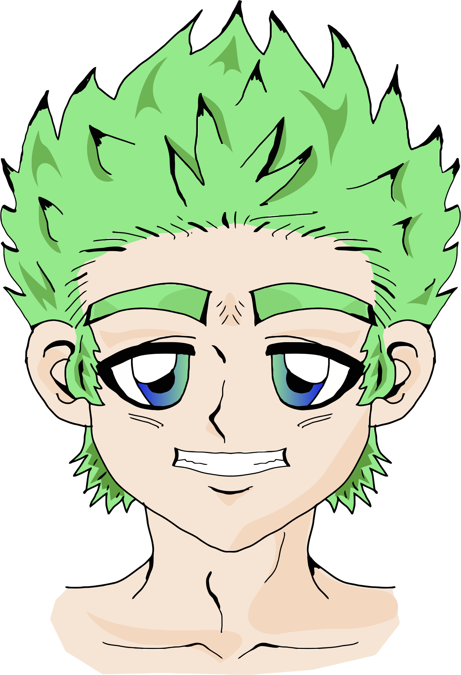 Clipart Anime Boy - Boy Face Anime Green (1586x2318), Png Download