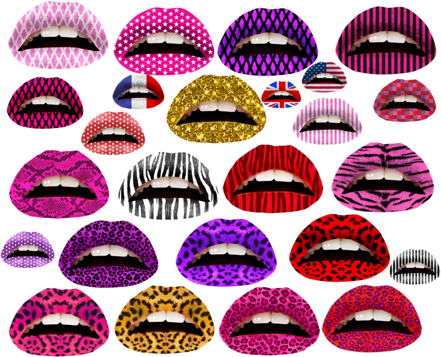 Violent Lips In All Colors And Shapes - Desenhos Na Boca Com Batom (876x714), Png Download