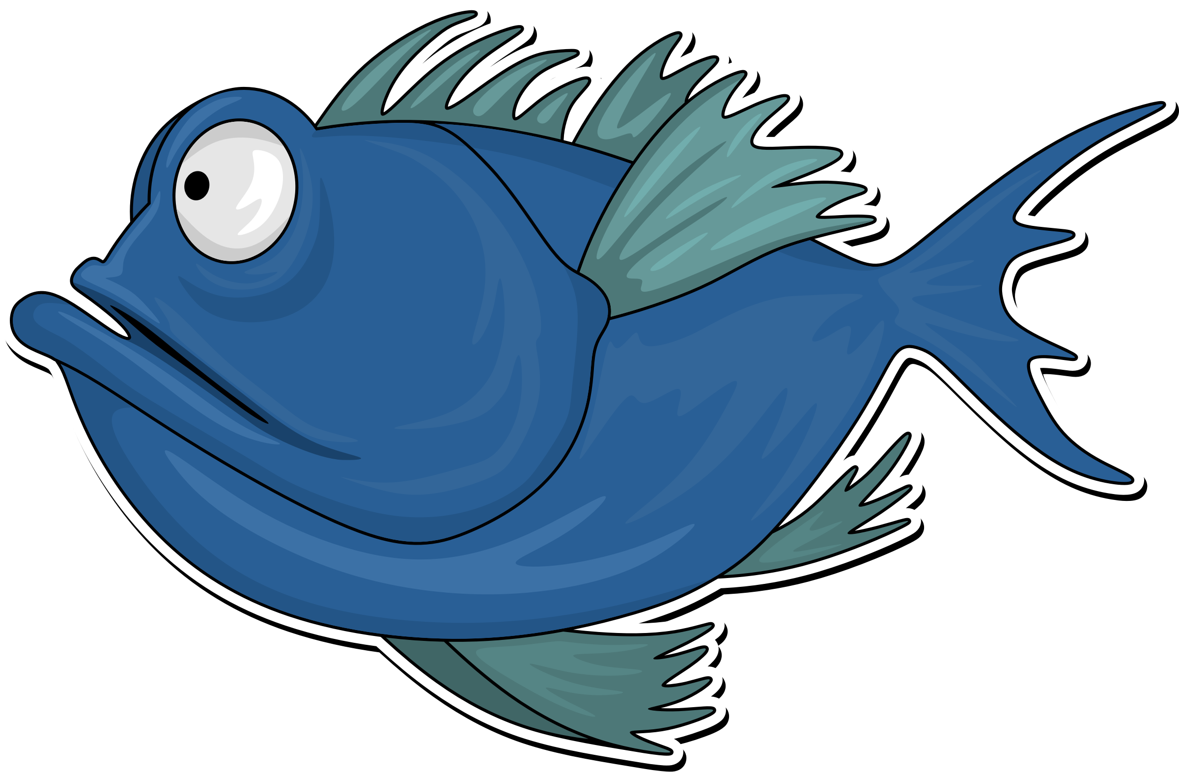 Cartoon Fish 2 Svg Transparent Download - Cartoon Images For Fish (2400x1572), Png Download